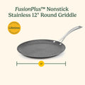 Cuisinart FusionPlus Hybrid Stainless Steel 12-Inch Round Griddle with Stick Handle